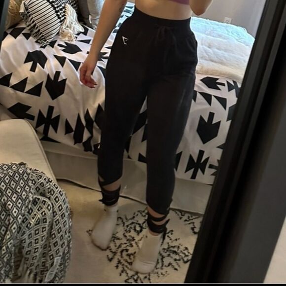 Gymshark black cropped jogger wrap ballet style pants - Picture 5 of 9